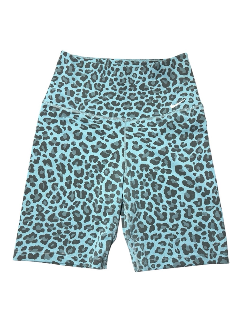 NIKE Blue Leopard Print High-Waist Bike Shorts